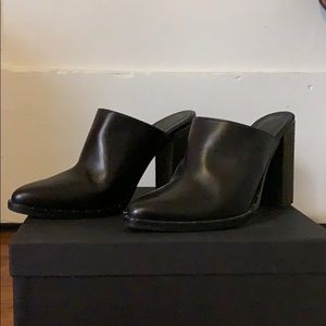 FREDA SALVADOR Black Calf heeled mules S8